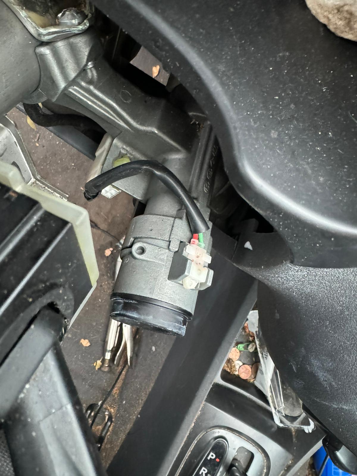 Car ignition cylinder taken apart for repair